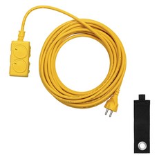 Gaganet 新星工業用2孔延長線10號 + 掛鉤型魔鬼氈束帶組合, 黃色, 1套, 9m