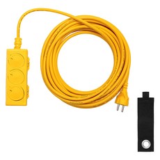 Gaganet 新星 工業用3孔延長線10號 + 掛鉤式魔鬼氈束帶套組, 黃色, 1套, 9m