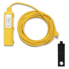 GAGA 工業用漏電斷路2孔延長線10號 + 掛鉤式魔鬼氈束帶套組, 黃色, 1套, 9m