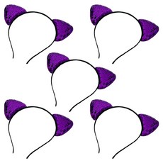 파티공구 스팽글 고양이머리띠 5p 세트, 퍼플, 1세트