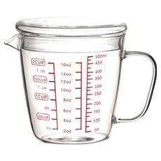 코코비아 내열유리 뚜껑 계량컵, 투명, 1개, 500ml