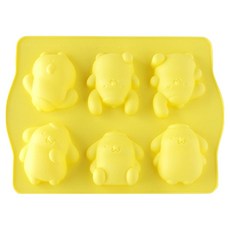 可愛Kota矽膠動物模具 6孔 MP372, 黃色, 1個