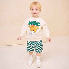milkmile 兒童淘氣熊棋盤格上衣+下身套裝