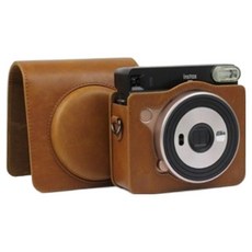 FUJIFILM 富士 instax SQUARE SQ6 專用皮革保護套 + 背帶組 棕色, 1套, 單一商品