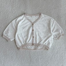 BEBENINE 兒童亞麻滾邊開襟衫