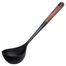 bella cuisine 胡桃木矽膠湯勺, 黑色, 1個