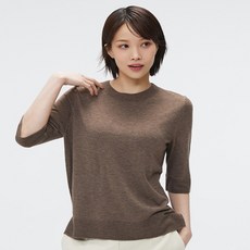 스파오 여성용 메리노울 라운드넥 릴렉스핏 5부 니트 SPKWF23W04