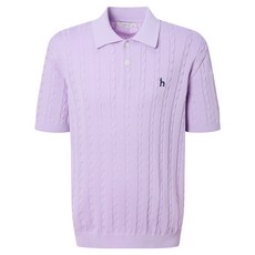 헤지스 남성용 아이코닉 케이블 반팔 카라 니트 티셔츠