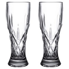프렌치마르스 손잡이 컷팅 크리스탈 유리 맥주컵 다이아 투명 400ml MMM2351, 2개