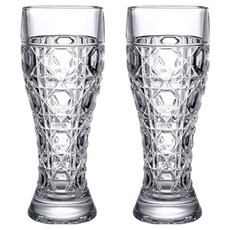 프렌치마르스 손잡이 컷팅 크리스탈 유리 맥주컵 컷팅 투명 300ml MMM2351, 2개
