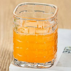 프렌치마르스 클래식 사각라운드 다용도 투명 유리컵 짜임 185ml MMM2358, 2개