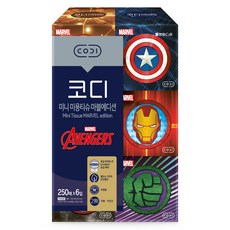 CODI 天然紙漿 漫威版 迷你美容面紙 2層 6入組, 250張, 1套
