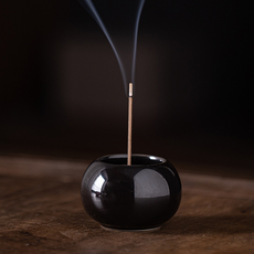 Toppia 簡易香氛蠟燭盤 燭台 百福航線香爐, 黑色