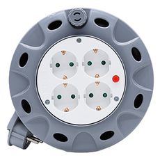LUGBOX 圓形一般薄型4孔延長線捲線盤 LUG-KXGB-5B-1.0, 灰色, 5m, 1個