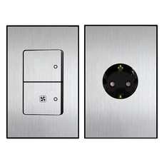 Boedam 2孔開關 內建換氣扇跳線 + 嵌入式1孔插座組, 1套