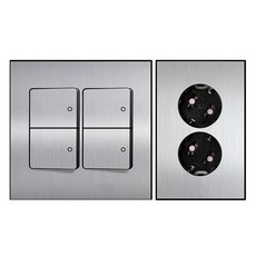 Boedam 4孔開關(2個用) 內建跳線 + 2孔嵌入式插座套組, 1套