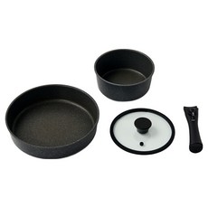 Modern House Rainforest 電磁爐多功能把手鍋具4件組, 1套, 黑色, 鍋蓋 + 多功能把手 + 鍋身 + 平底鍋身