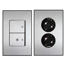 Boedam 2孔換氣扇開關 內建跳線 + 嵌入式2孔插座套組, 1套