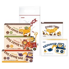 케이맘 유아용 지퍼백 슬라이딩 S 20p + 포크레인 M 35p + 롱핸들 소방차 M 35p 세트, 1세트