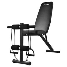 엑스킹 7단계 3in1 각도조절 접이식 플랫 인디클라인 벤치 + 튜빙밴드 세트, 블랙