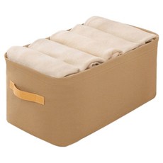 아이예스 패브릭 옷 정리 손잡이있는 접이식 수납 박스, 베이지, 1개