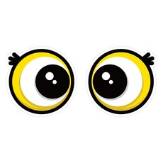 Mungkiwoldeu 保持安全距離反光貼紙 中型, 1個, 大眼睛 003