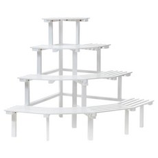 JLIFE Laud 4層木質轉角花盆架, 白色, 1個