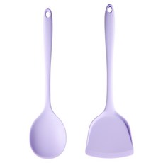 EasySili 矽膠廚具2件組, 1套, 鍋鏟 + 大號炒匙, 紫色