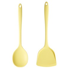 이지실리 실리콘 조리도구 2종 세트, 뒤집개 + 볶음 왕스푼, 옐로우, 1세트