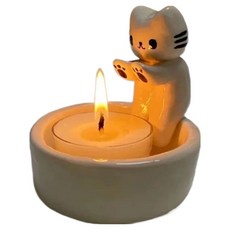 Toppia 舒適香氛蠟燭盤 燭台 黃色貓咪 燭台, 混合顏色