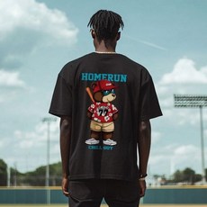 원헌드레드퍼센트 AIDAEVE b홈런칠가이 세미오버 통기성 반팔 티셔츠