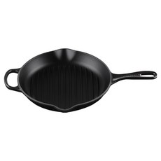 LE CREUSET Signature圓形鑄鐵燒烤盤 霧面黑 電磁爐適用, 26cm, 1個