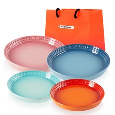 LE CREUSET Neo圓盤 4種+購物袋 L組, 玫瑰石英、海洋、柳橙、清涼薄荷, 1組, Neo 圓盤 17cm 2種+22cm 2種