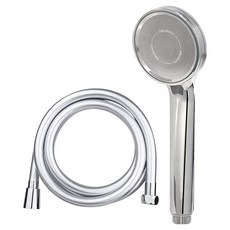 DAELIM BATH 增壓蓮蓬頭+PVC蓮蓬頭軟管 2m組, 1組, 鍍鉻(蓮蓬頭)+銀色(軟管)