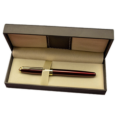 微笑送禮用商務鋼筆 + 高級皮革筆盒組, 鋼筆(勃根地紅), F