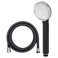 DAELIM BATH 增壓蓮蓬頭+PVC蓮蓬頭軟管 2m組, 1組, 黑色(蓮蓬頭)+黑色(軟管)