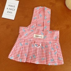 코코스튜디오 강아지 케이프 리본 피크닉 하네스 원피스, 레드, 1개