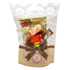 Dramavalue 立式手提棕色緞帶夾鏈袋, 1入, 30個