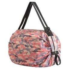 JOYMULTI 迷彩可折疊便攜式防水購物媽媽包, 粉紅色