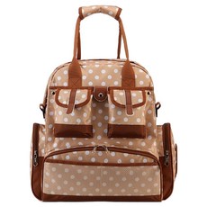 JOYMULTI 大圓點斜背防水尿布後背包, 淺棕色