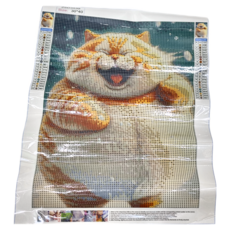 創彩 鑽石畫 鑽石貼畫, 適用年齡14歲以上 尺寸30*40, 1個, 快樂橘貓