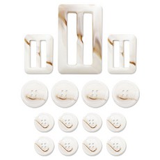 동대문단추왕 트렌치코트 교체용 버클 50mm + 25mm 2p + 단추 25mm 4p + 단추 18mm 8p 세트 1, 화이트, 1세트