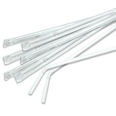 JC International 個別包裝伸縮可彎吸管 白色透明 7 x 210 mm, 500個, 1入