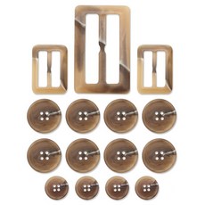 ButtonKing 風衣替換用扣環 50mm + 25mm 2p + 鈕扣 25mm 8p + 鈕扣 18mm 4p 套組 2, 深米色, 1套