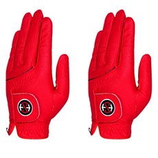 SEVEN HILLS 男士Iris彩色高爾夫手套 左手用, 紅色, 2個
