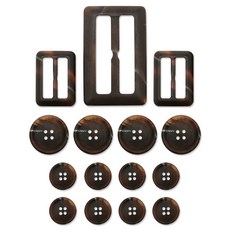 동대문단추왕 트렌치코트 교체용 버클 50mm + 25mm 2p + 단추 25mm 4p + 단추 18mm 8p 세트 1, 다크브라운, 1세트