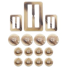 동대문단추왕 트렌치코트 교체용 버클 50mm + 25mm 2p + 단추 25mm 4p + 단추 18mm 8p 세트 1, 라이트베이지, 1세트