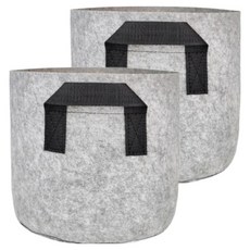 Royhome 園藝用菜園大型手提圓形布質不織布花盆, 2個, 灰色