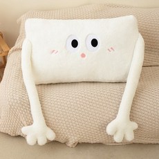 soonZAM 可愛眼睛角色玩偶抱枕, 白色