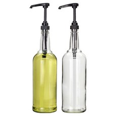 미르 투명 유리 펌프 시럽병 블랙, 1L, 2개